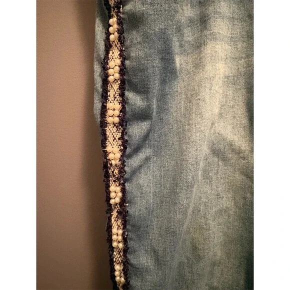 Ashley Stewart Jeans Womens Plus Size 16 Blue Skinny Pearl Beaded Stripe - Picture 5 of 9